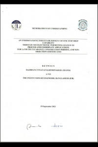 Cover Image of the Memorandum of Understanding Between RAJUK and IEB for Establishment of One Stop Shop Capability Through the Electronic Permitting System